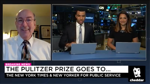 Roy Harris in interviewed by Cheddar about the 2018 Pulitzer Prizes and his book "Pulitzers Gold"
